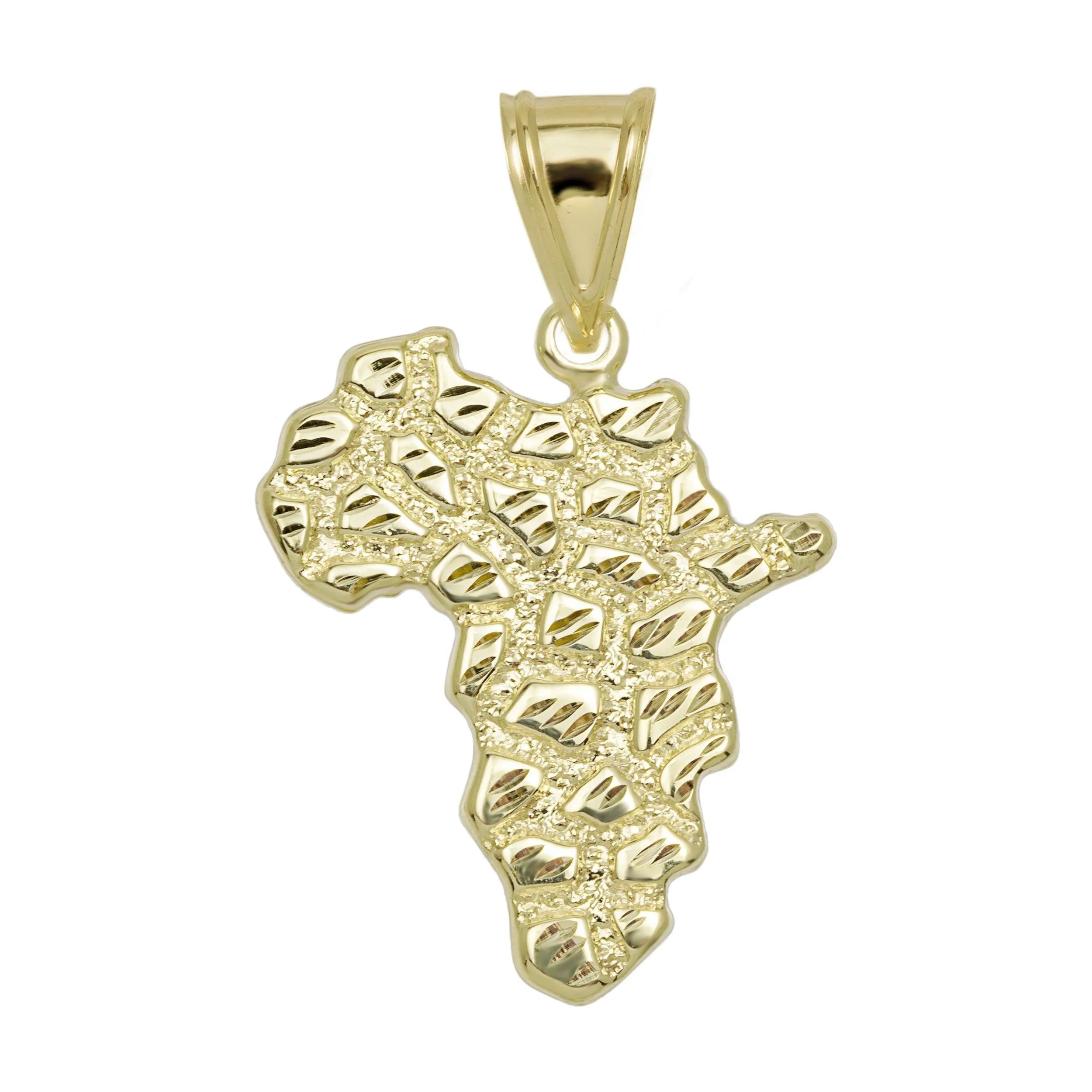 1 1/2" Nugget Charm Pendant Solid 10K Yellow Gold