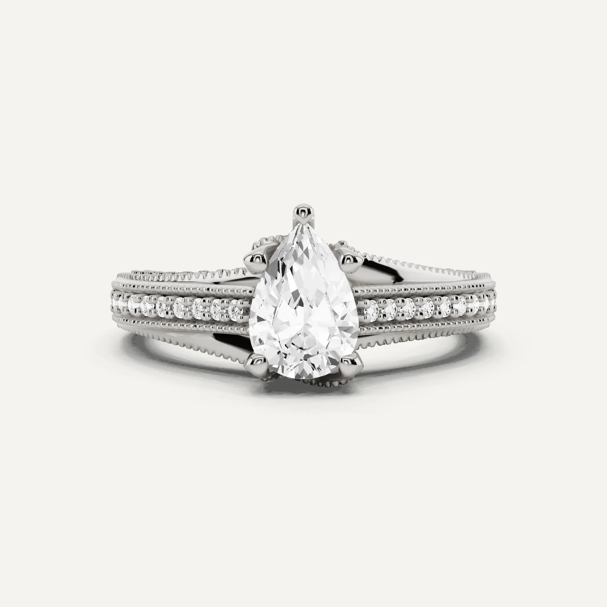 1 ctw Pear Diamond Luxe Side Stone Engagement Ring