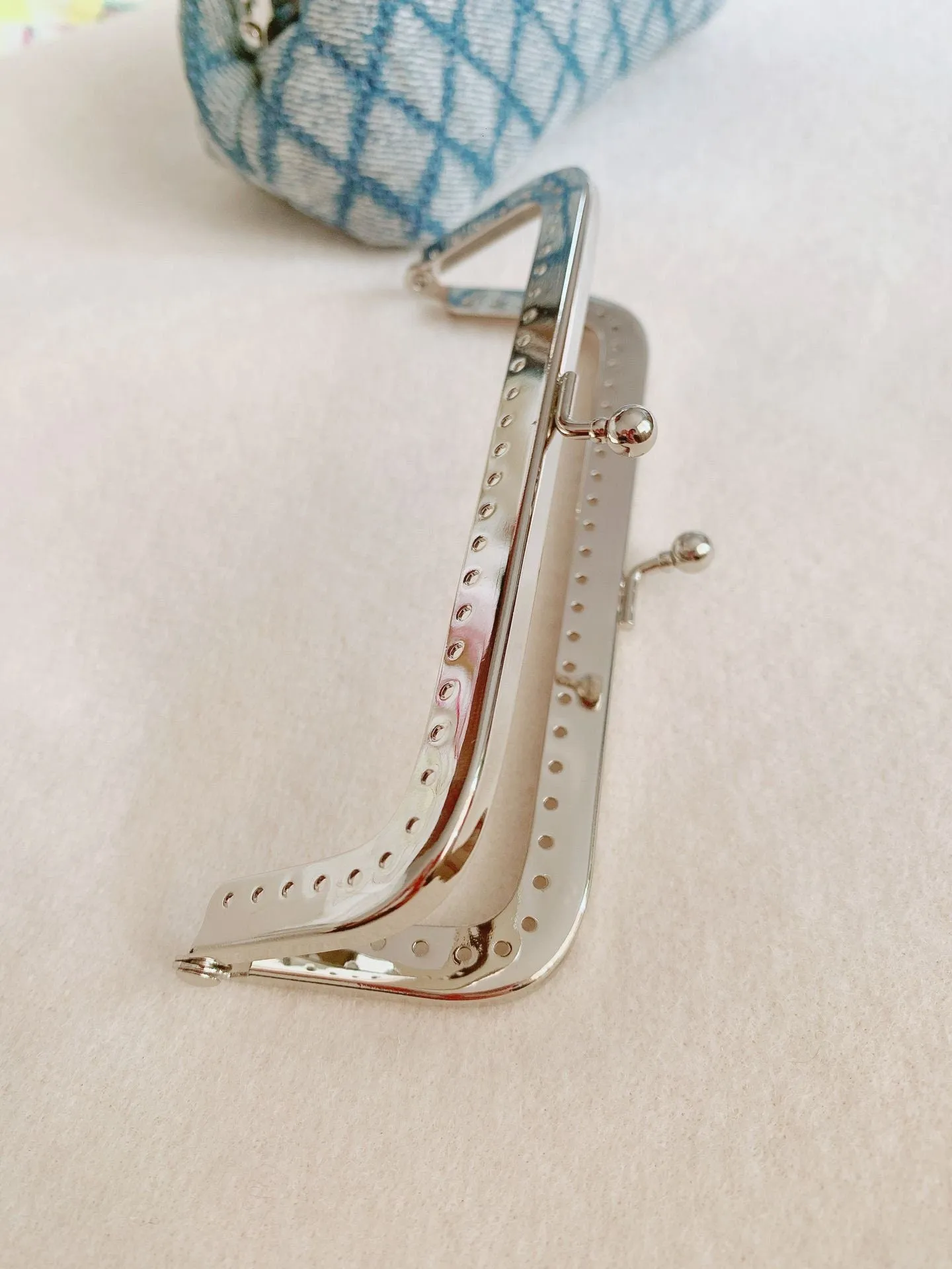 12.5cm (5") Silver Purse Frame Bag Hanger Come With Paper Pattern 12.5cm x 4.5cm