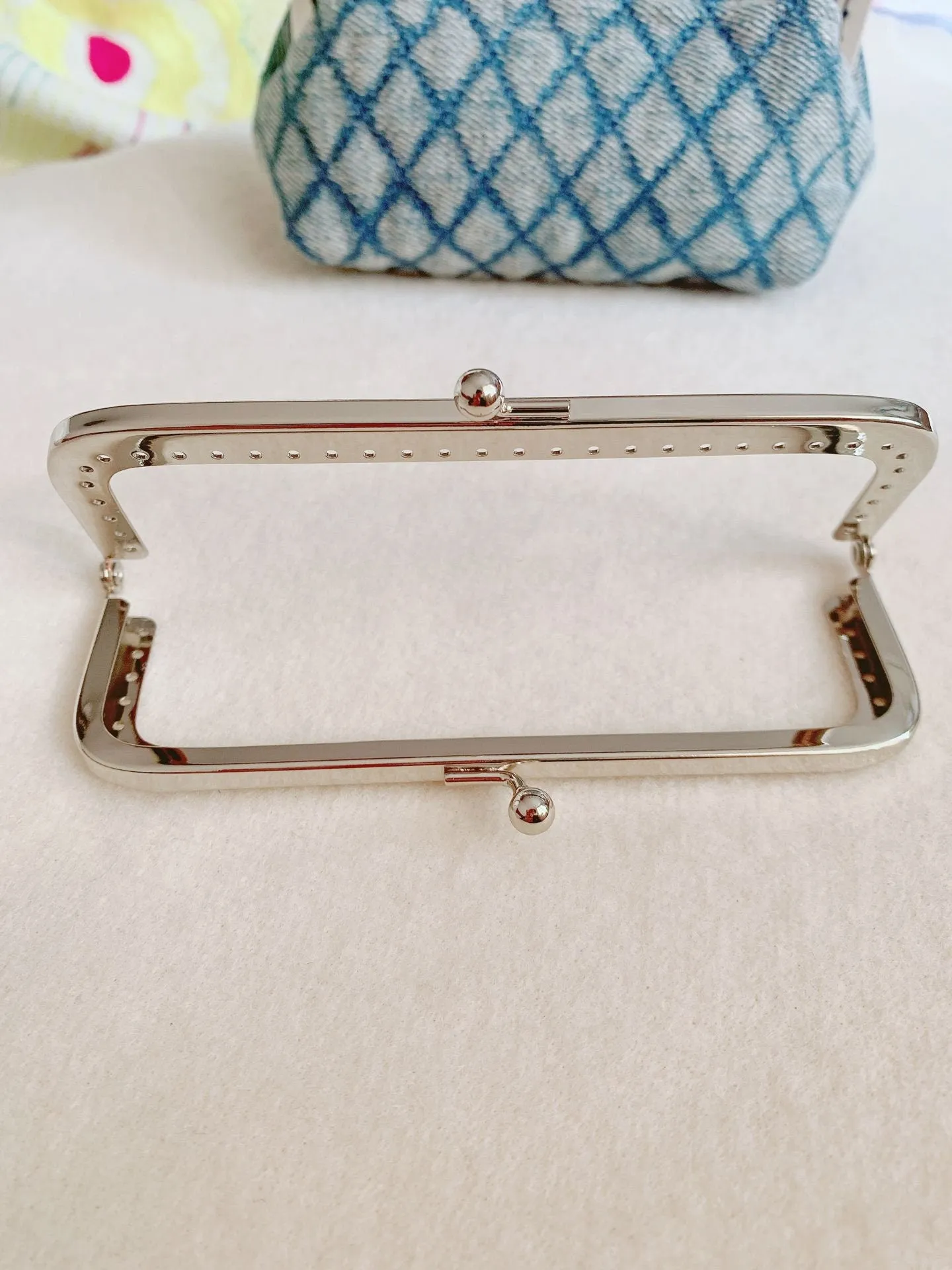 12.5cm (5") Silver Purse Frame Bag Hanger Come With Paper Pattern 12.5cm x 4.5cm