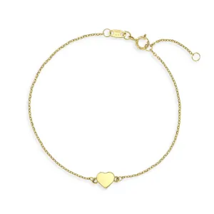 14k Gold Heart Charm Women's Bracelet 6.5"