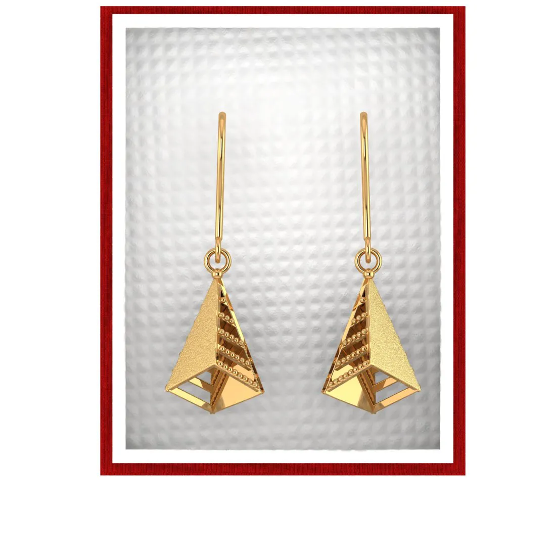 14k Pretty Gold Earrings With Unique Conical Design