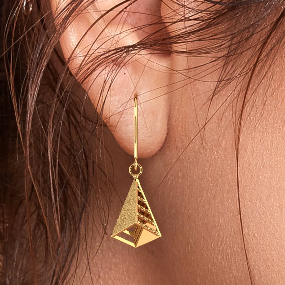 14k Pretty Gold Earrings With Unique Conical Design