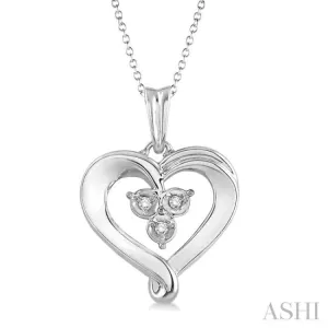 1/50 Ctw Single Cut Diamond Heart Pendant in Sterling Silver with Chain