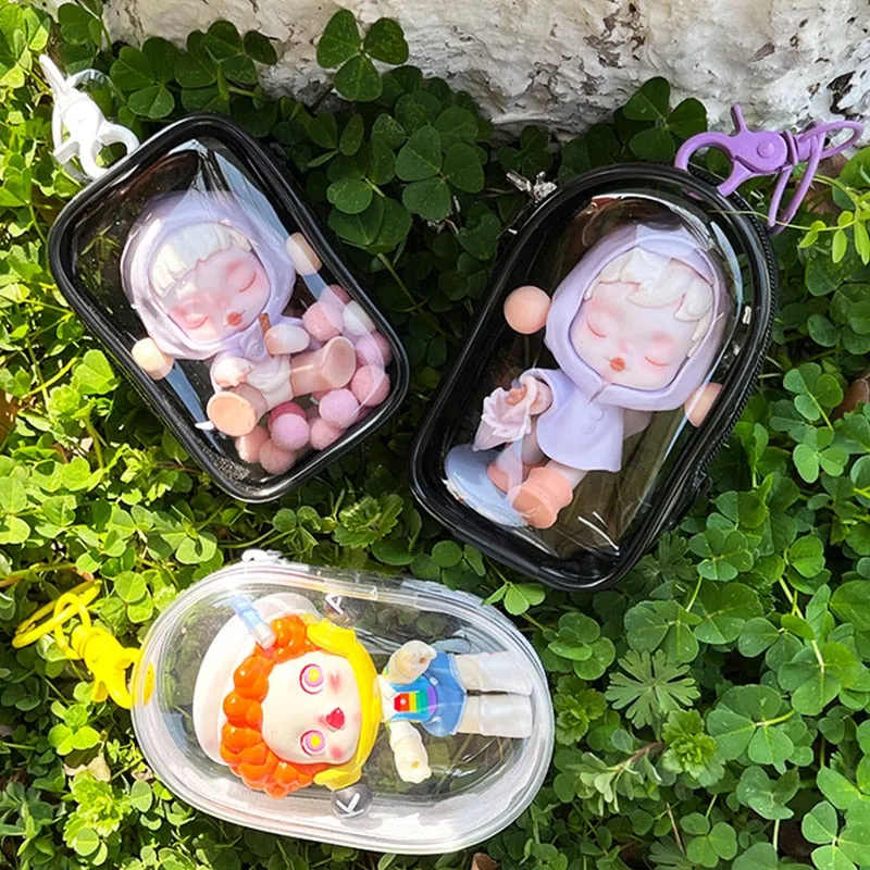 1pcs Transparent Mystery Box Keychain Bag Storage Case Organizer Box Storage Pouch Keychain Wallet Thicken Toy Doll Gifts Bag