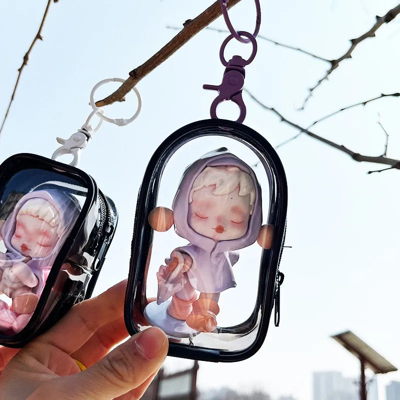 1pcs Transparent Mystery Box Keychain Bag Storage Case Organizer Box Storage Pouch Keychain Wallet Thicken Toy Doll Gifts Bag