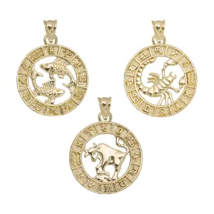 1" Zodiac Pendant 10K Yellow Gold