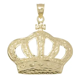 2 1/4" Nugget Crown Pendant 10K Solid Yellow Gold