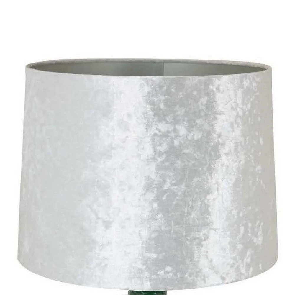 27 Inch Table Lamp, Drum Shade, Round Drop Shaped Glass Body, Green Finish By Casagear Home