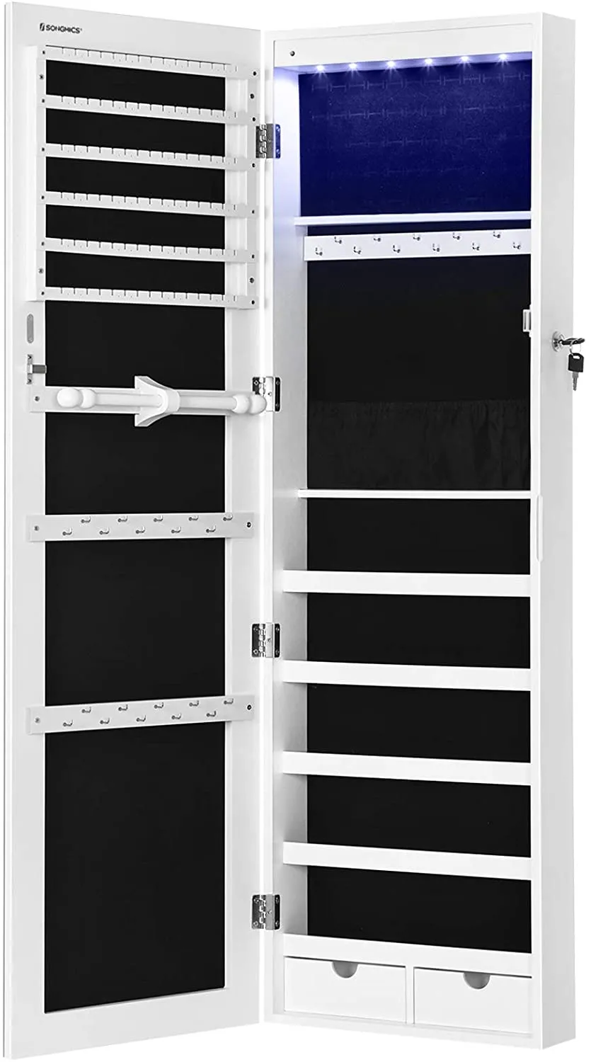 47" H Full Screen Mirror Hanging Jewelry Cabinet