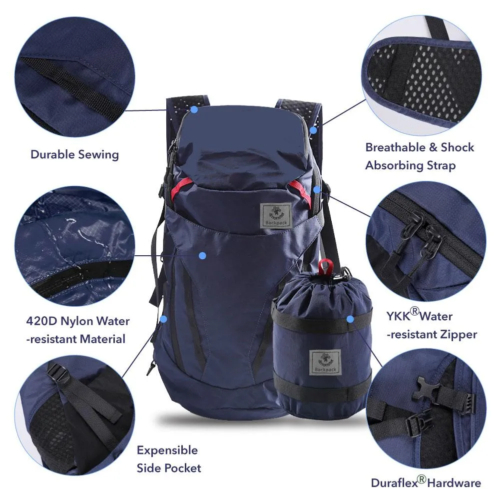 4Monster 28L Water Resistant Lightweight Packable Hiking Backpack