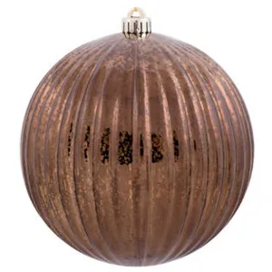 4PK - 6" Chocolate Mercury Pumpkin Ball Shatterproof Christmas Ornaments