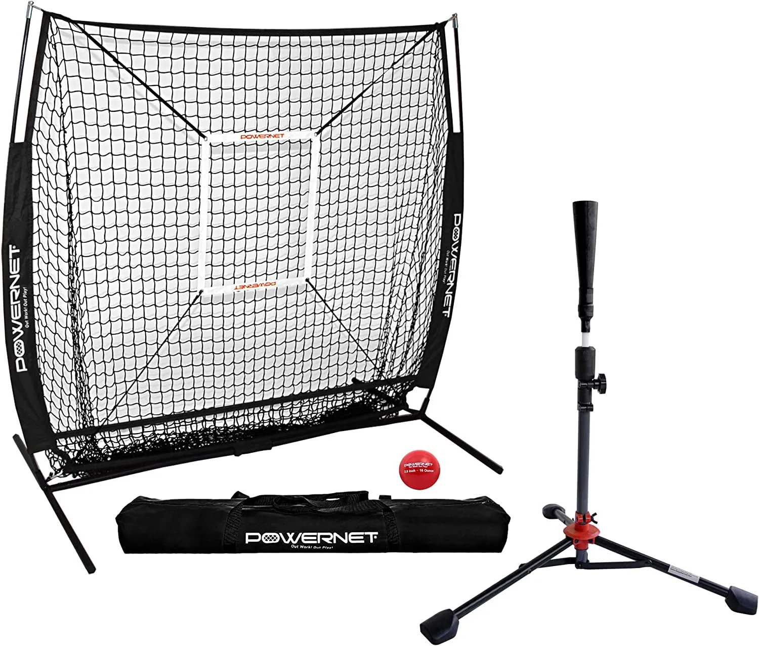 5X5 Practice Net   Deluxe Tee   Strike Zone   Weighted Training Ball Bundle | Baseball Softball Pitching Batting Coaching | Work on Pitch Accuracy | Build Confidence at the Plate