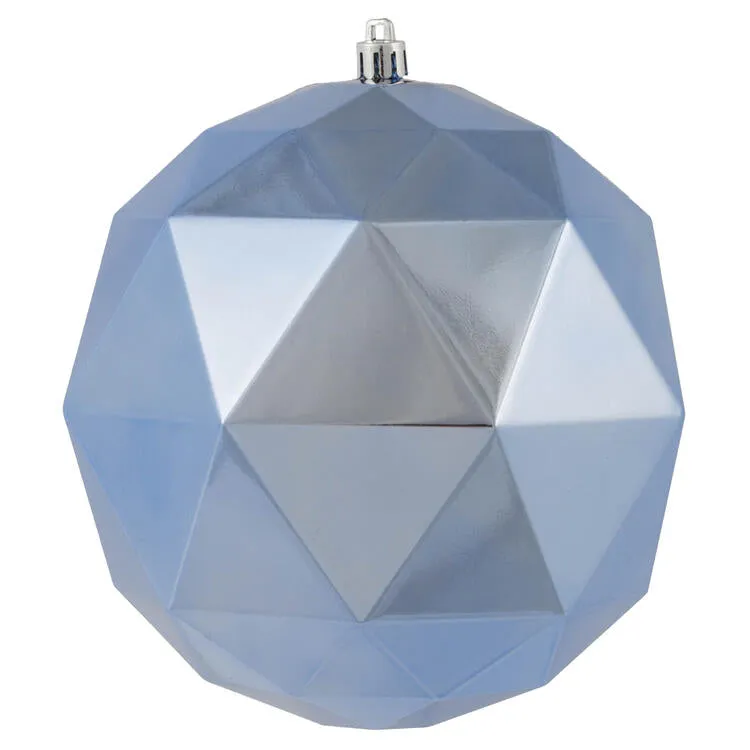 6" Periwinkle Shiny Geometric Balls Ornaments 4 Per Bag