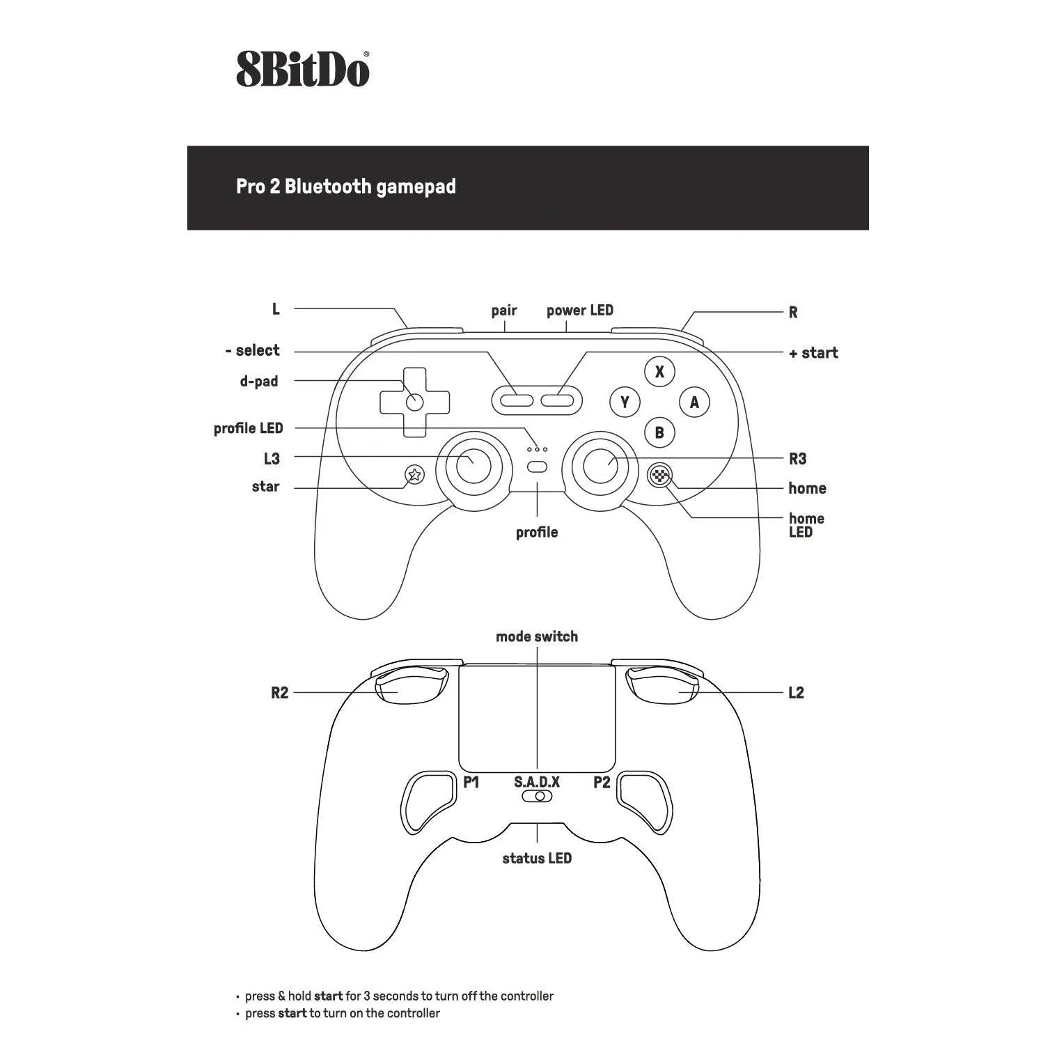 8BitDo Pro 2 Bluetooth Controller: HALL version. For Nintendo Switch, PC, MacOS, Android, Steam, Pi