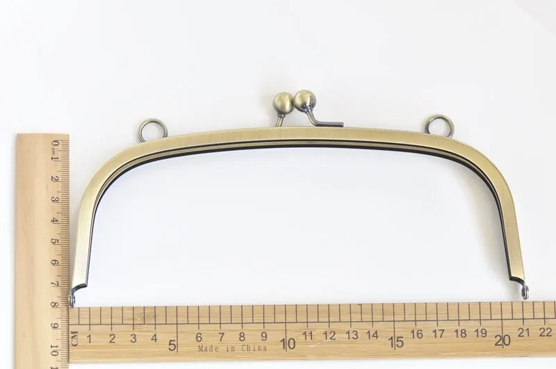 8" (21cm) Retro Half-Round Bronze Purse Frame With Two Loops 21cm x 8.5cm