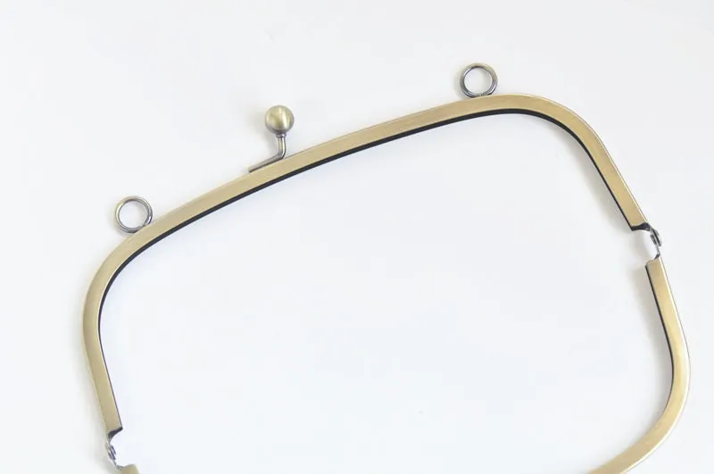 8" (21cm) Retro Half-Round Bronze Purse Frame With Two Loops 21cm x 8.5cm