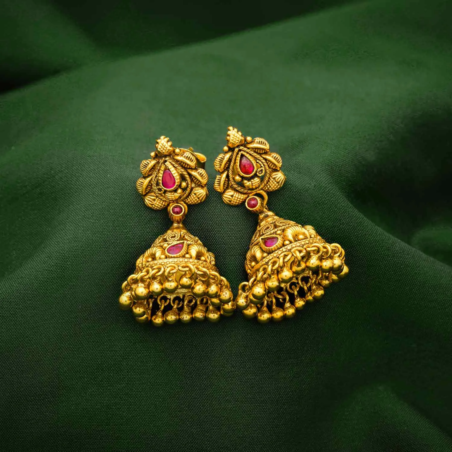 92.5 Silver Majestic Gold Jhumka With Gold Polish