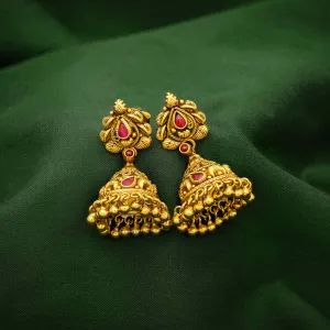 92.5 Silver Majestic Gold Jhumka With Gold Polish