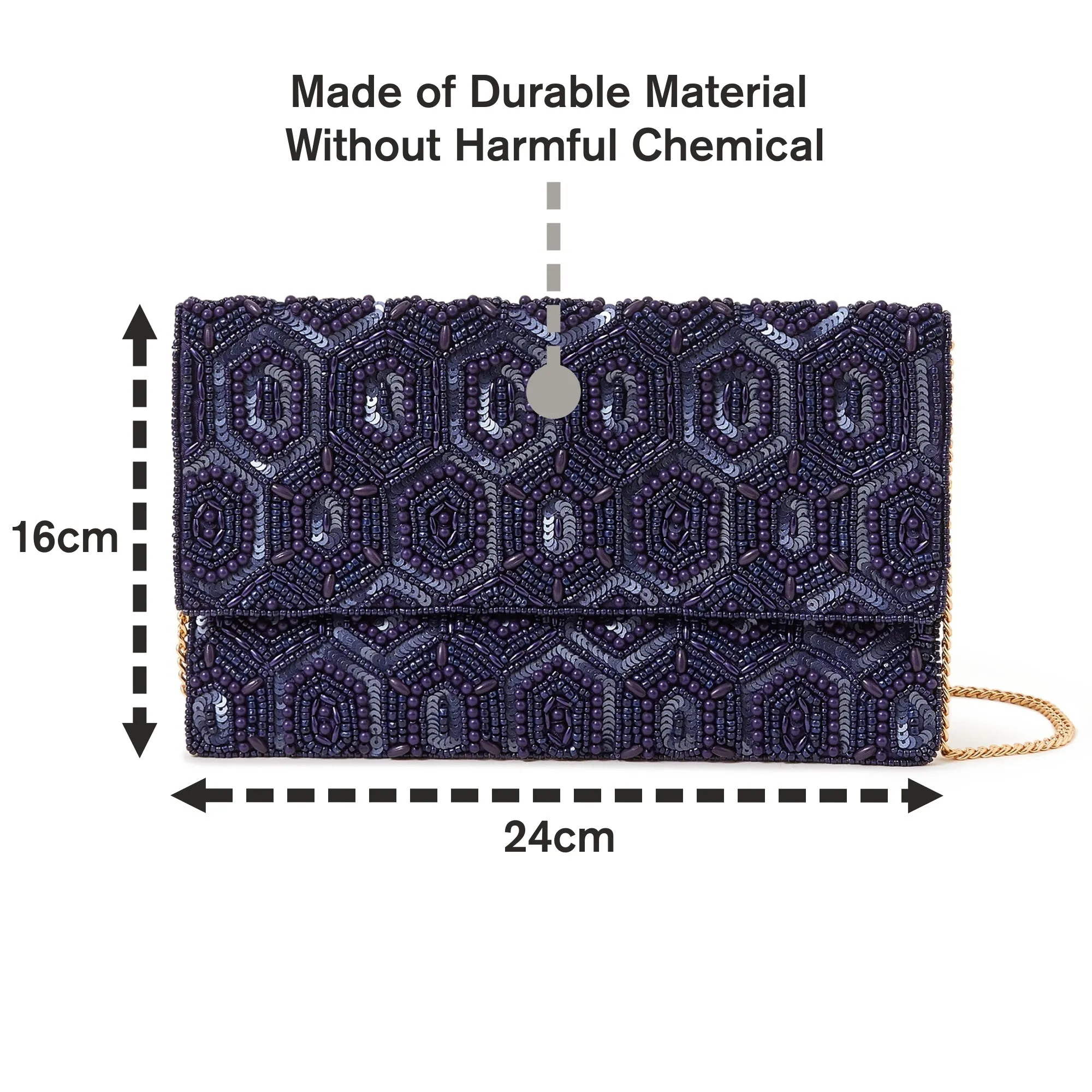 Accessorize London Women's Blue Classic Beaded Embellished Clutch