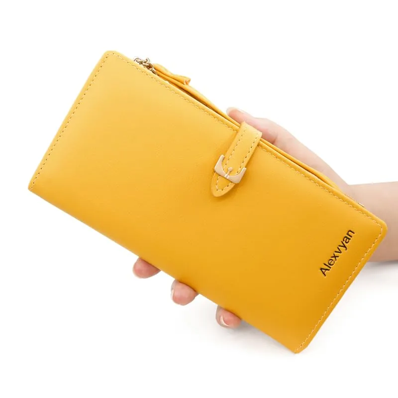 Alexvyan Yellow Long Belt Design Bi-Fold Women's Purse Wallet Card Organizer Female Hand Purse Clutch Women/Ladies/Girls Wallets 12 Card Holder 3 Long Pocket -1 Zipper Long Coin Pocket