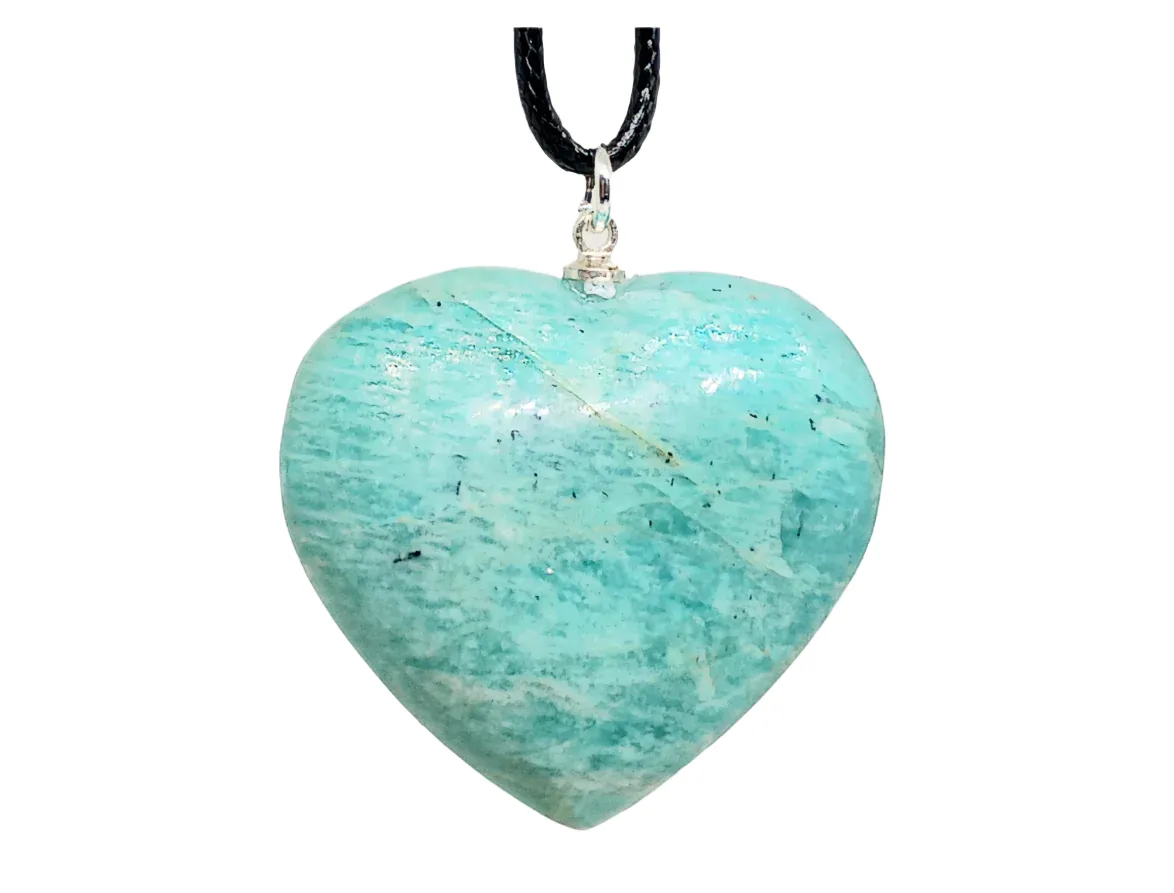 Amazonite Crystal Heart Pendant Necklace