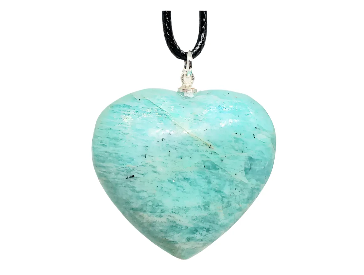 Amazonite Crystal Heart Pendant Necklace