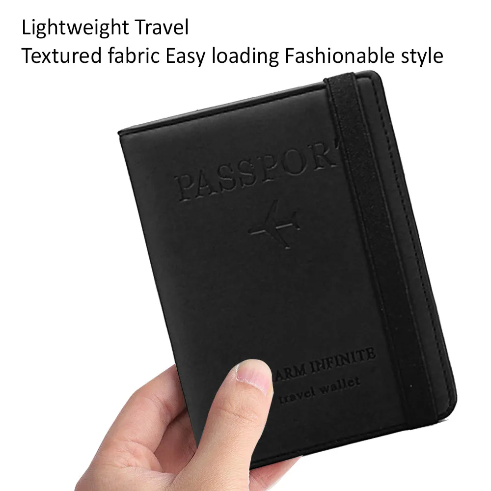 AMZER RFID Travel Passport Book Holder with Elastic Band with Slots for Credit Card and ID