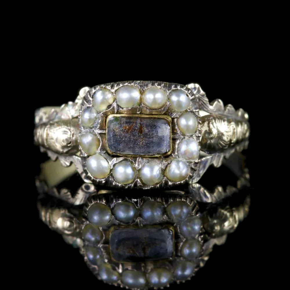 Antique Georigan Mourning Pearl Ring Circa 1800