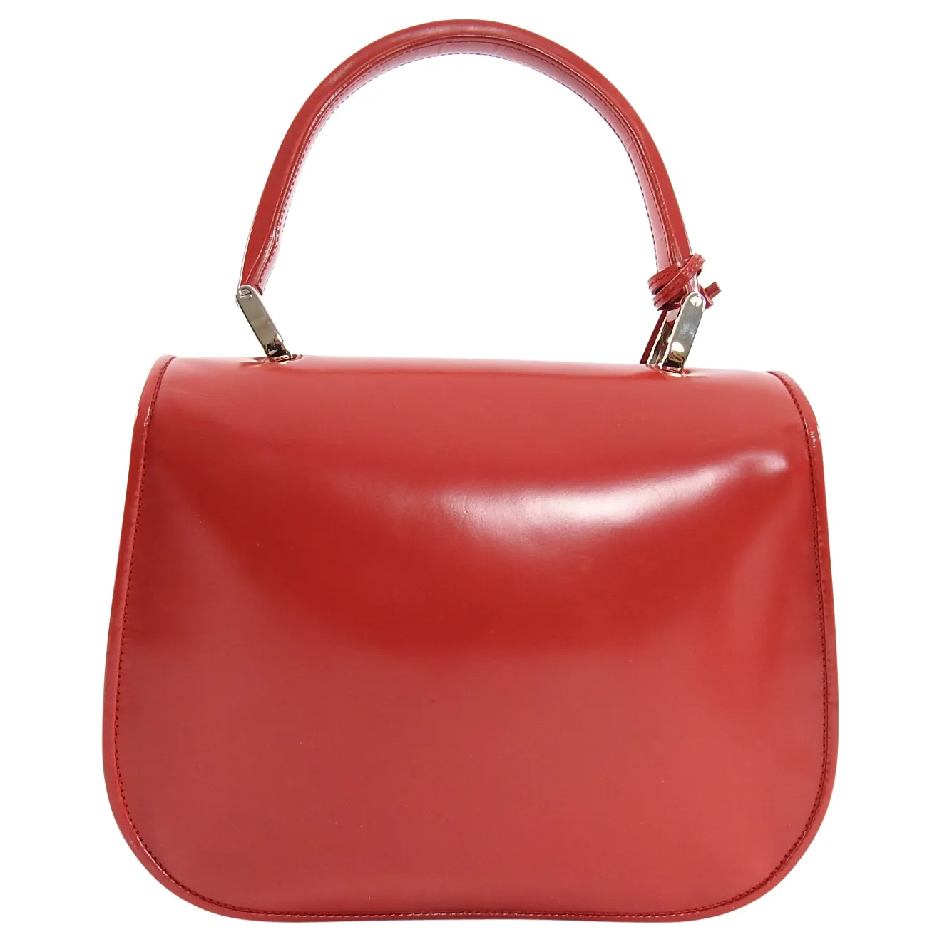 Balenciaga Red Glossy Leather Push Lock Hand Bag