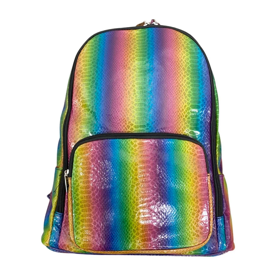 Bari Lynn Black Rainbow Snake Backpack