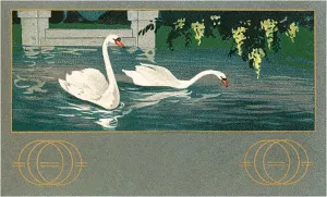 BD-123 Swans on the Lake - Vintage Image