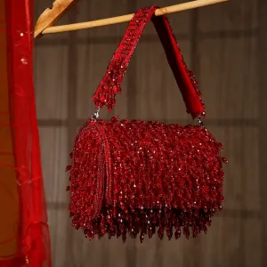 Beaded Ruby Flap bag