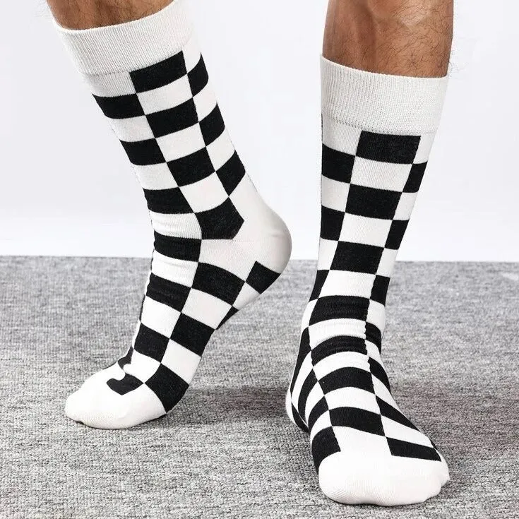 Black and White Checkered Socks from the Sock Panda (Adult Large - Men's Shoe Sizes 8-12)