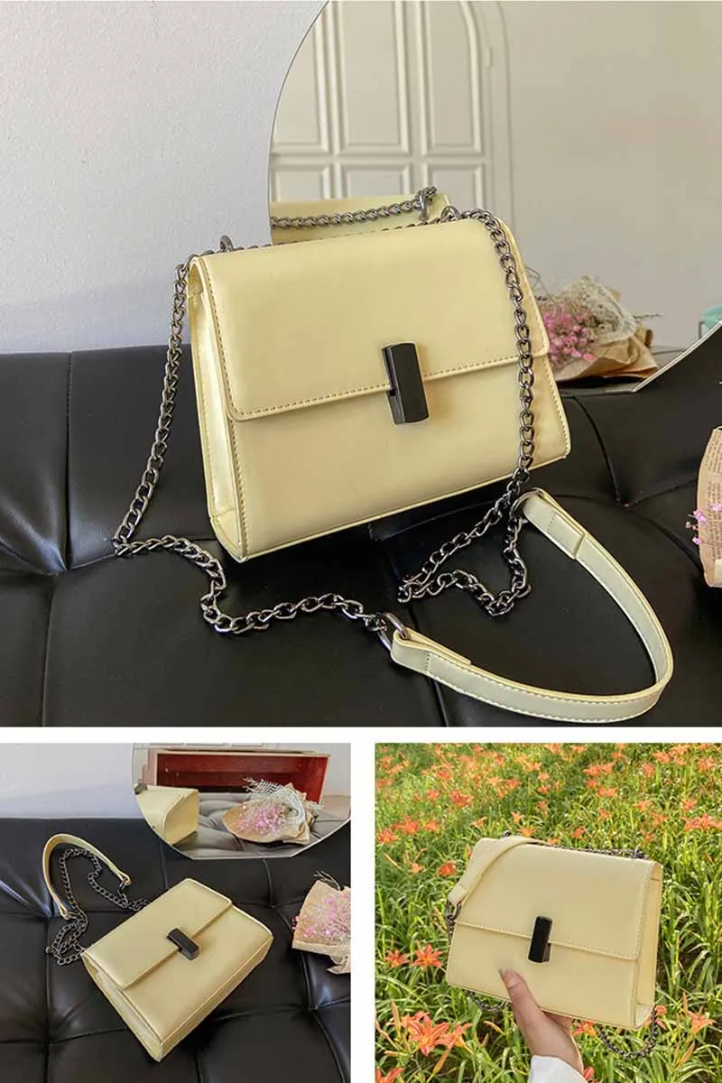 BLACK BUCKLE SIMPLE CHAIN BAG CWAB0484