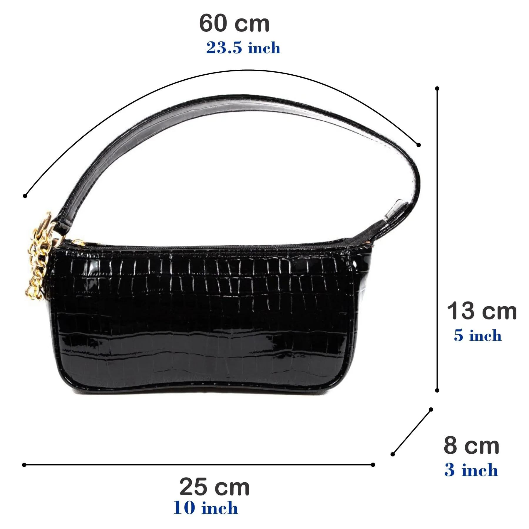 Black Croco Shoulder Bag