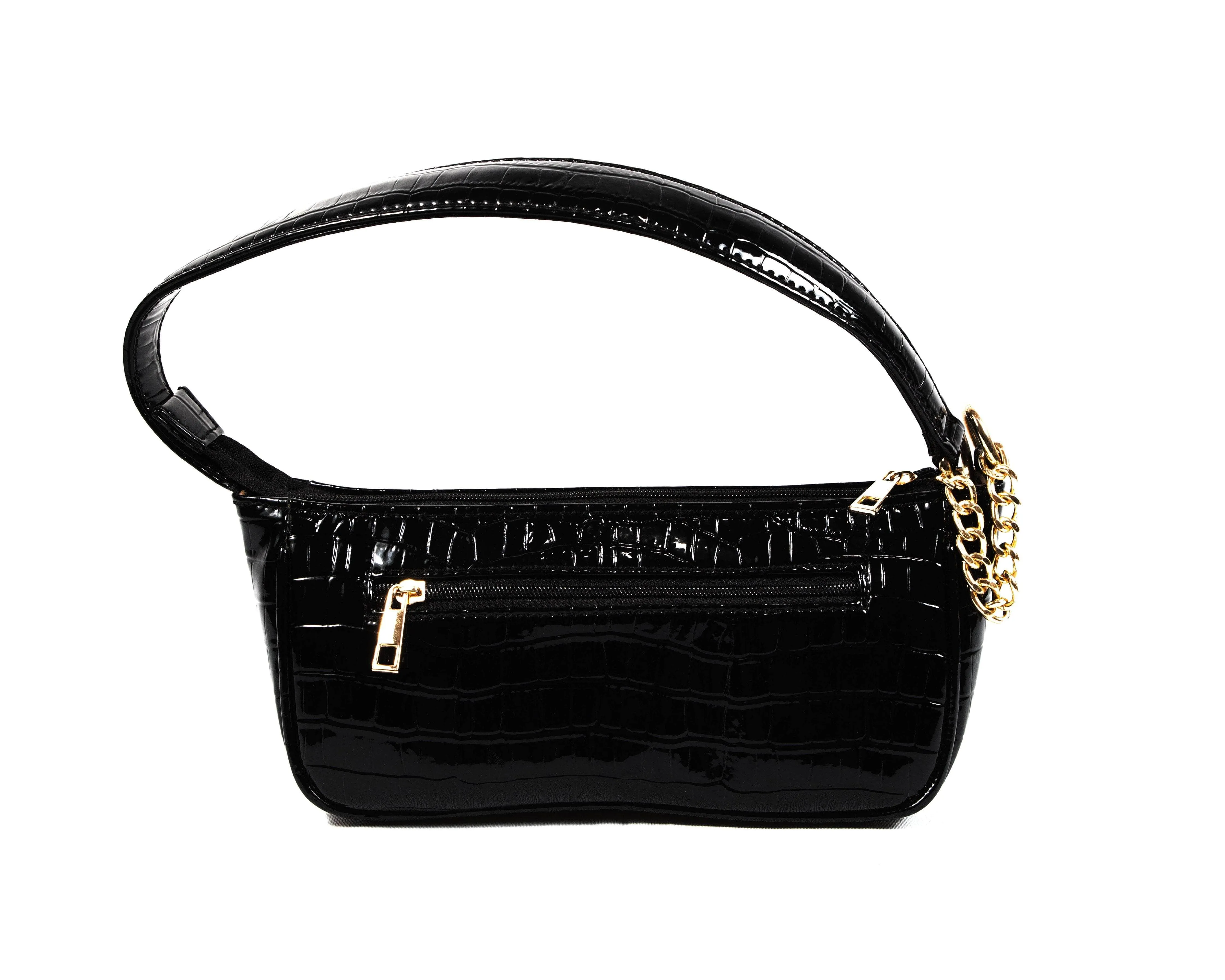 Black Croco Shoulder Bag