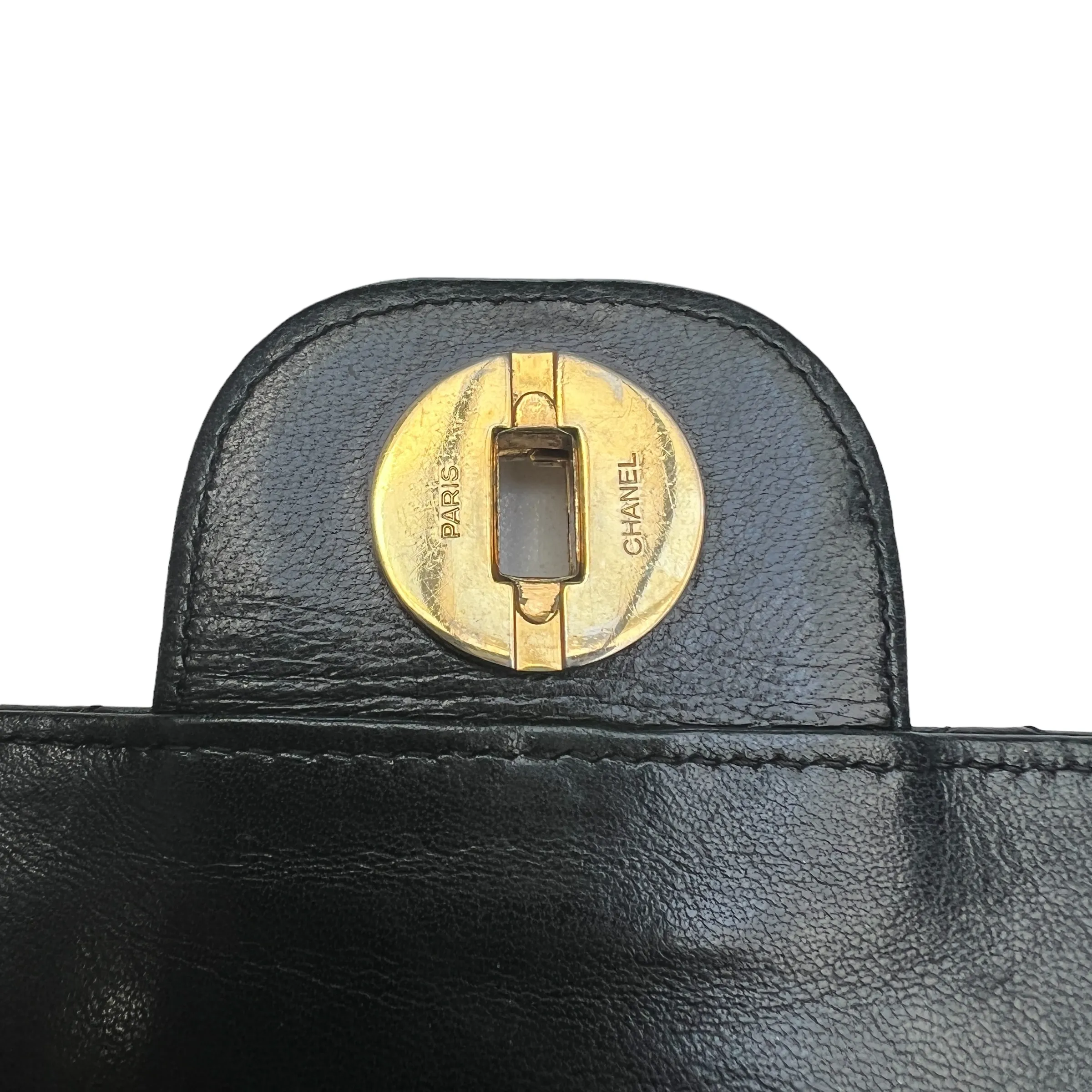 Black Leather Classic Flap Bag