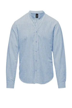 Bomboogie camicia da uomo a righe con collo alla Coreana SM6401TLSR4 23 celeste