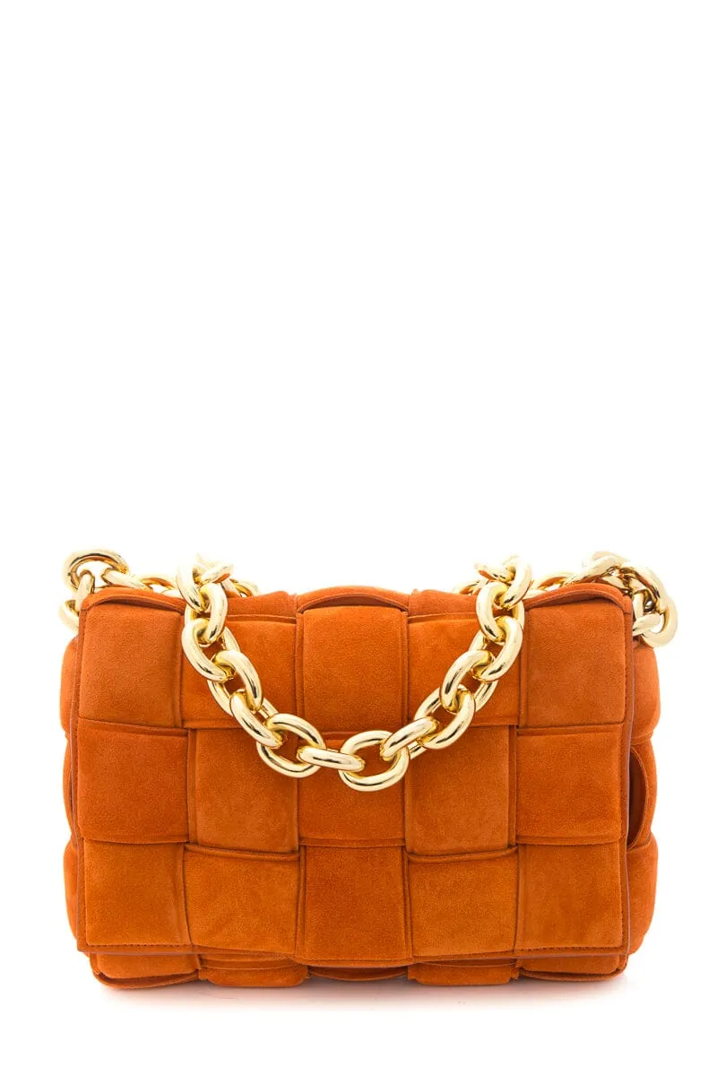 Bottega Veneta Rust Suede "Chain Cassette"  Handbag