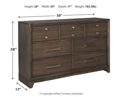 Brueban Queen Panel Bed with 2 Storage Drawers with Dresser