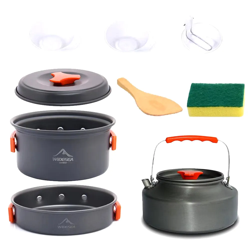 Camping Tableware Outdoor Cookware Set Pots Tourist Dishes Bowler Kitchen Equipment Gear Utensils Hiking Picnic Travel