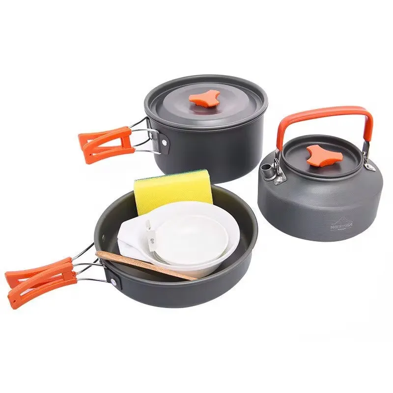 Camping Tableware Outdoor Cookware Set Pots Tourist Dishes Bowler Kitchen Equipment Gear Utensils Hiking Picnic Travel