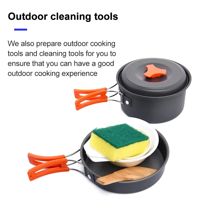 Camping Tableware Outdoor Cookware Set Pots Tourist Dishes Bowler Kitchen Equipment Gear Utensils Hiking Picnic Travel