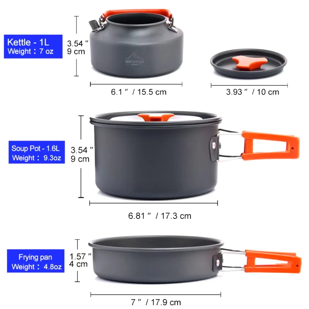 Camping Tableware Outdoor Cookware Set Pots Tourist Dishes Bowler Kitchen Equipment Gear Utensils Hiking Picnic Travel