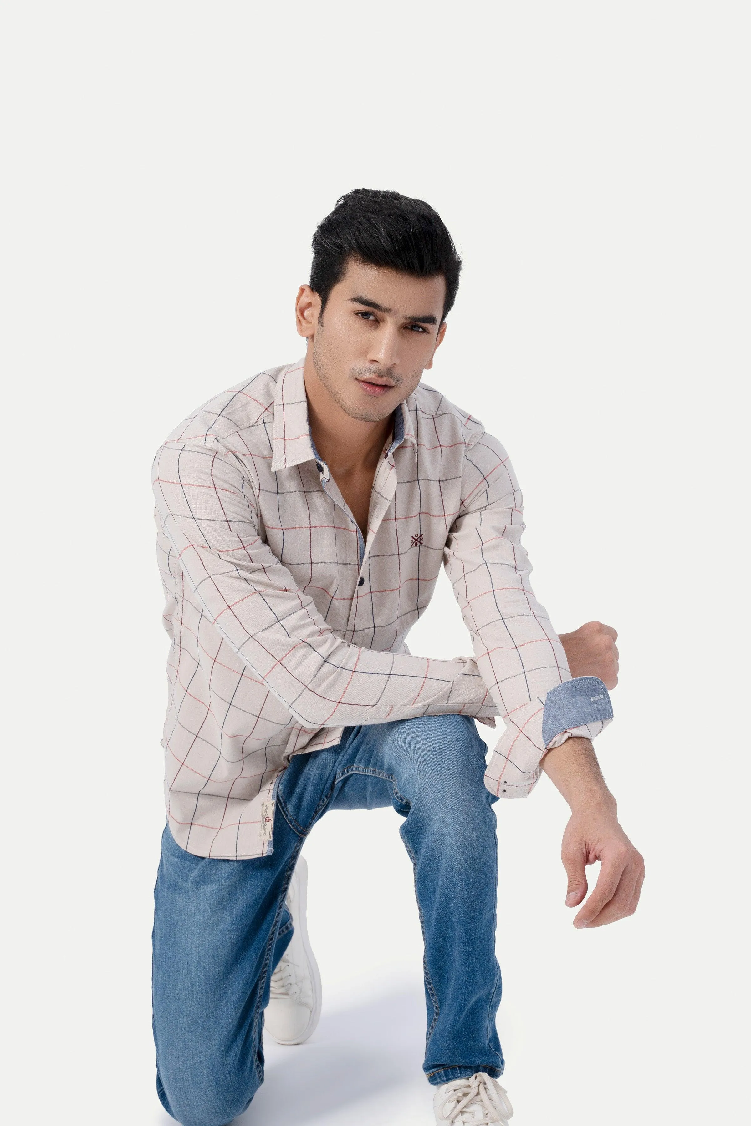 CASUAL SHIRT BEIGE CHECK