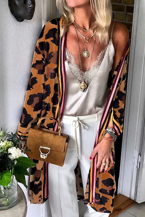 Casual Striped Leopard Patchwork