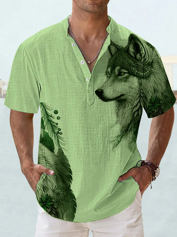 Casual Wolf Graphic Shirt