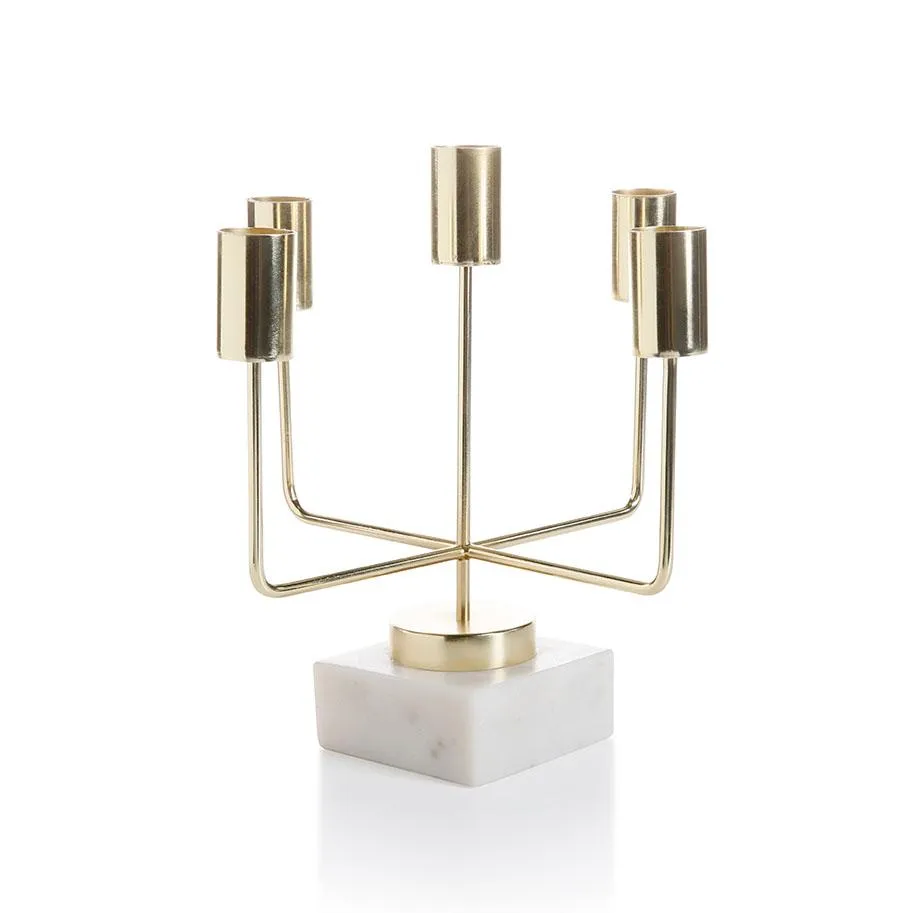 Celine Five-Tier Brass and Marble Taper Holder