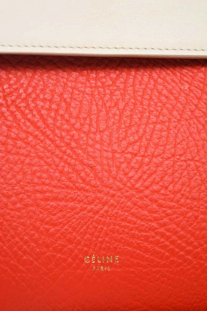 Celine Red/White/Blue Leather Belt Top Handle Bag w/ Strap